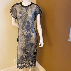 NWT BCBGMAXAZRIA EMBROIDERED Metallic Dress